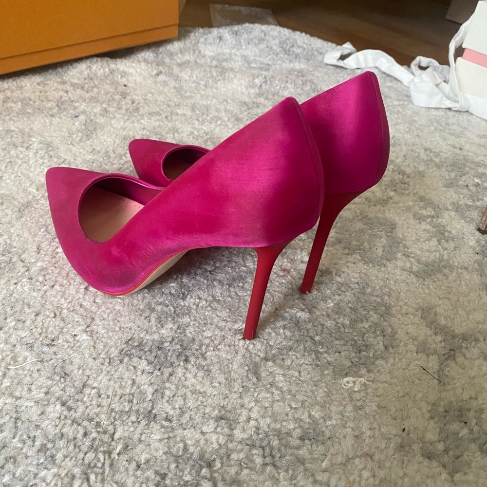 Pink with red heel heels